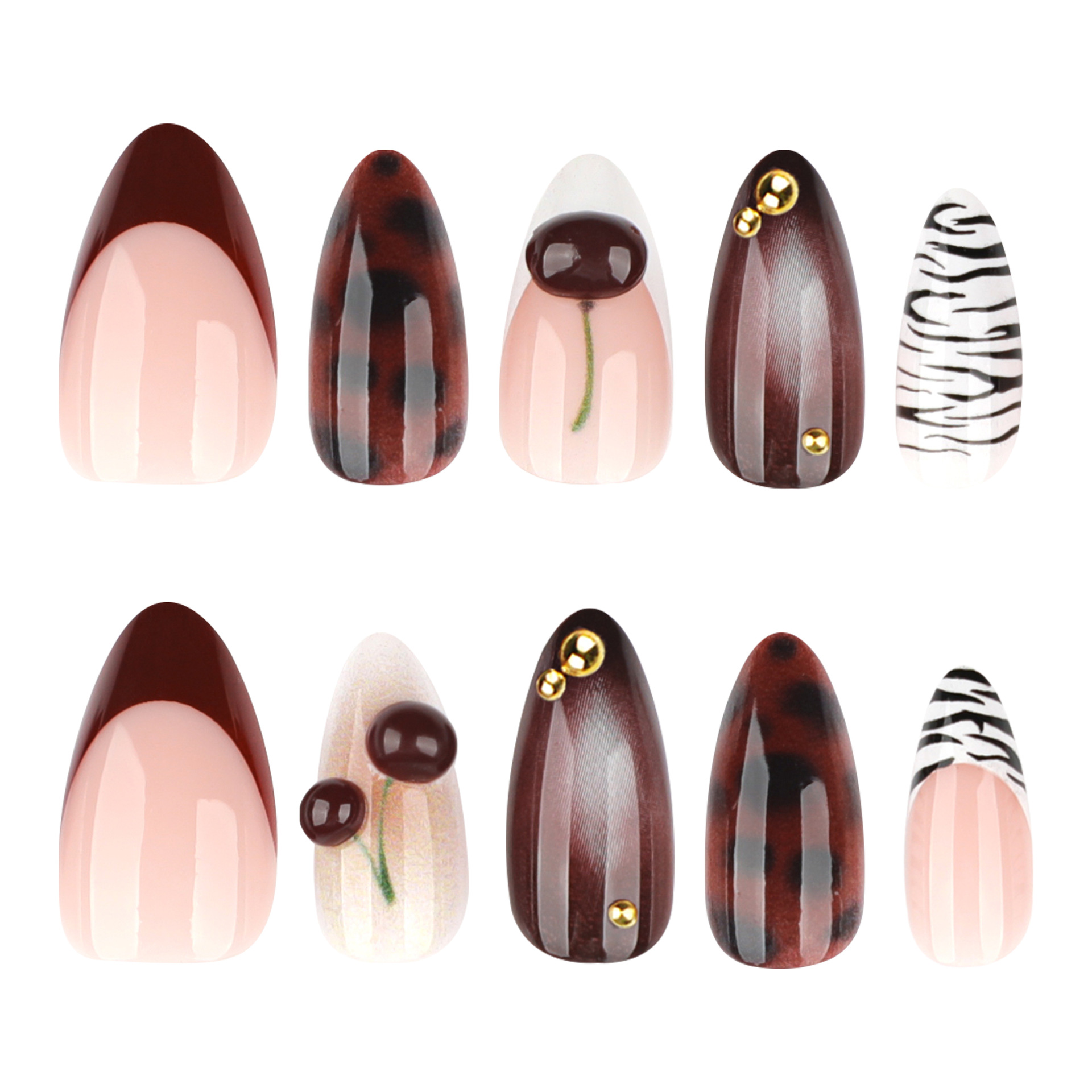 Nail Art Burgundy - 24 шт. накладных ногтей цвета бургунди,