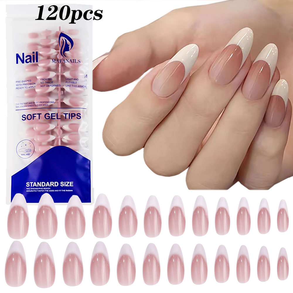 Nail Art Aesthetic - 120 шт., розовые, миндалевидные, французские накладные