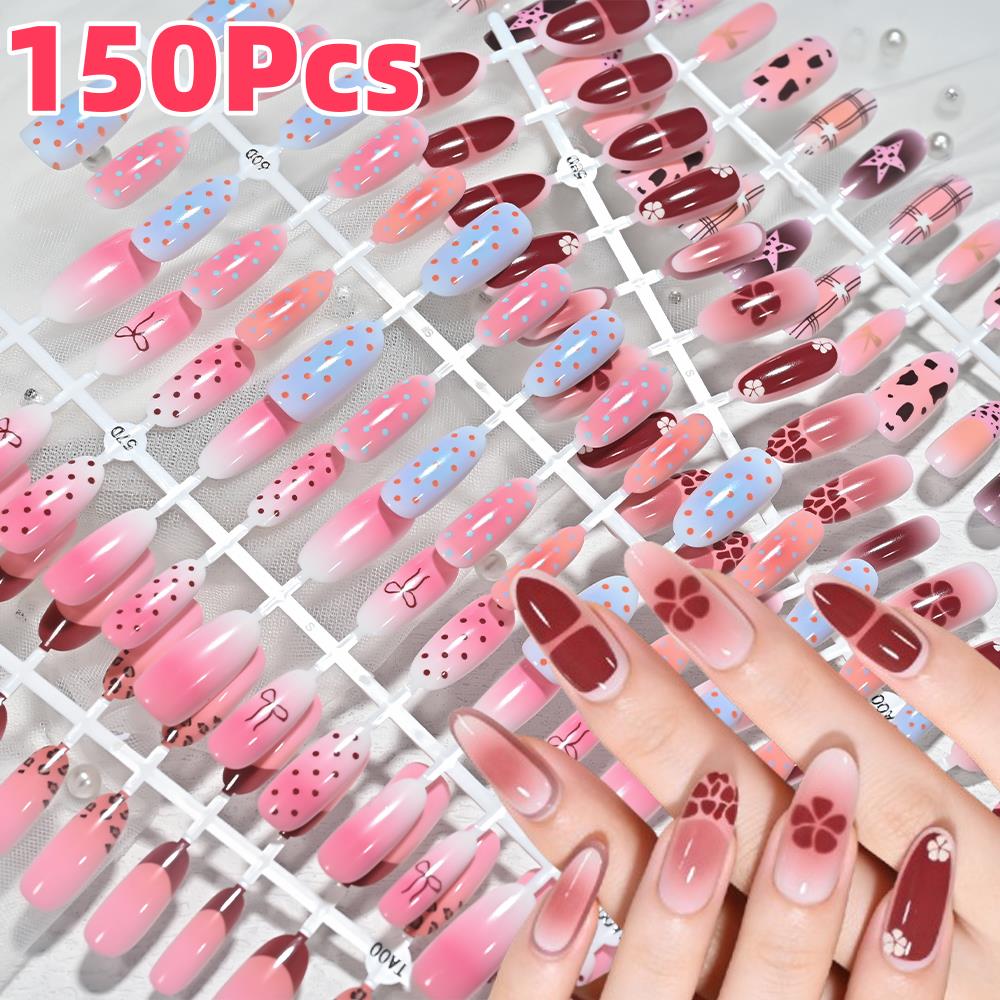 Nail Art Aesthetic - 150 шт. розово-голубых накладных ногтей с