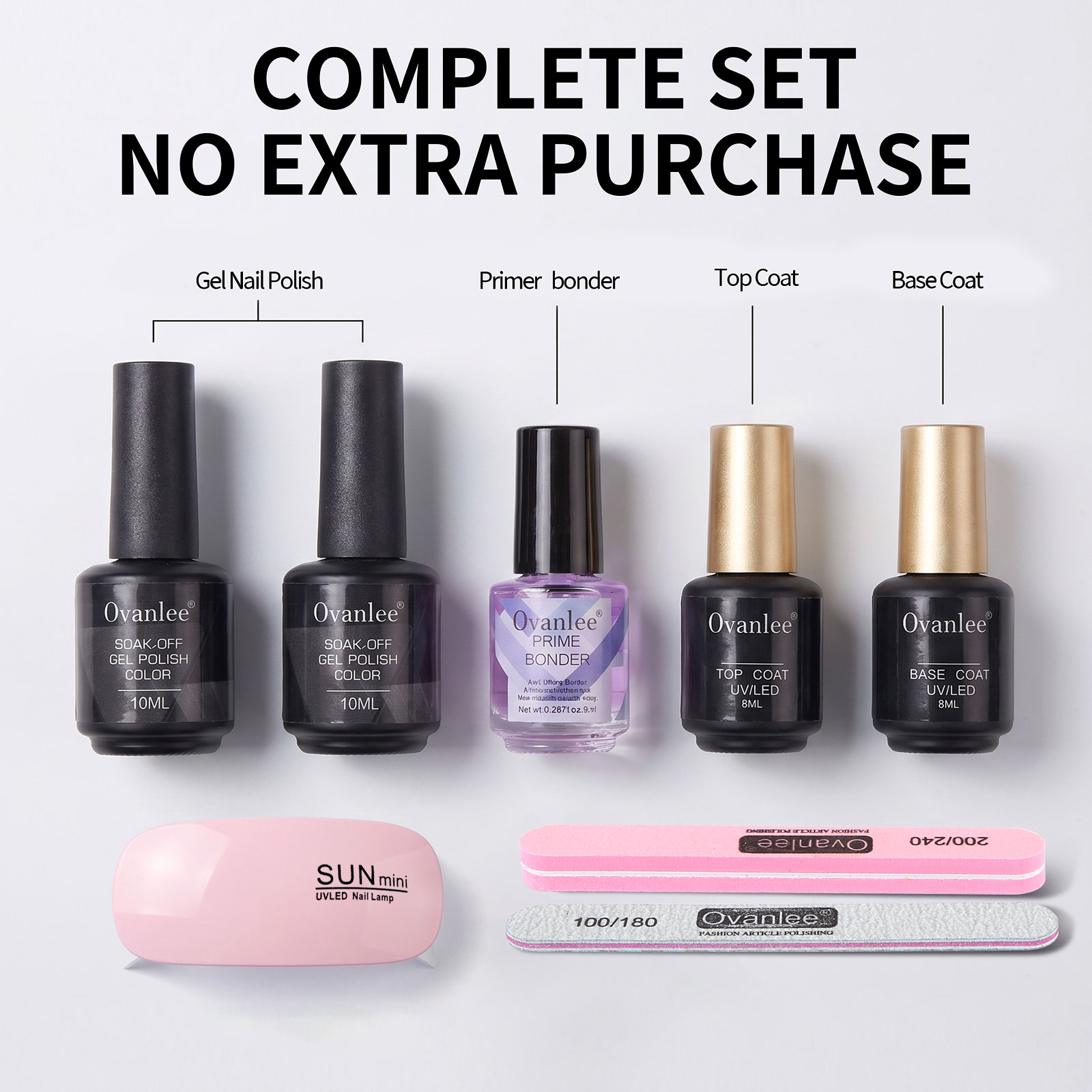 Gel Top Coat - Набор гель-лаков для ногтей с УФ-лампой,