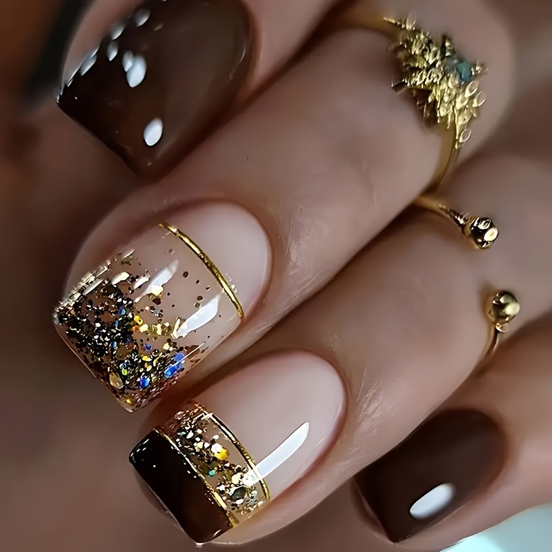 Nail Art Aesthetic - Короткие квадратные накладные ногти для женщин,