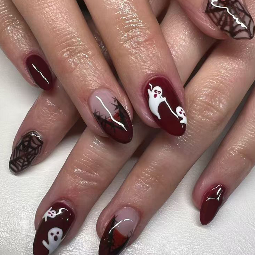 Nail Art Burgundy - 24 шт. накладных ногтей на Хэллоуин: