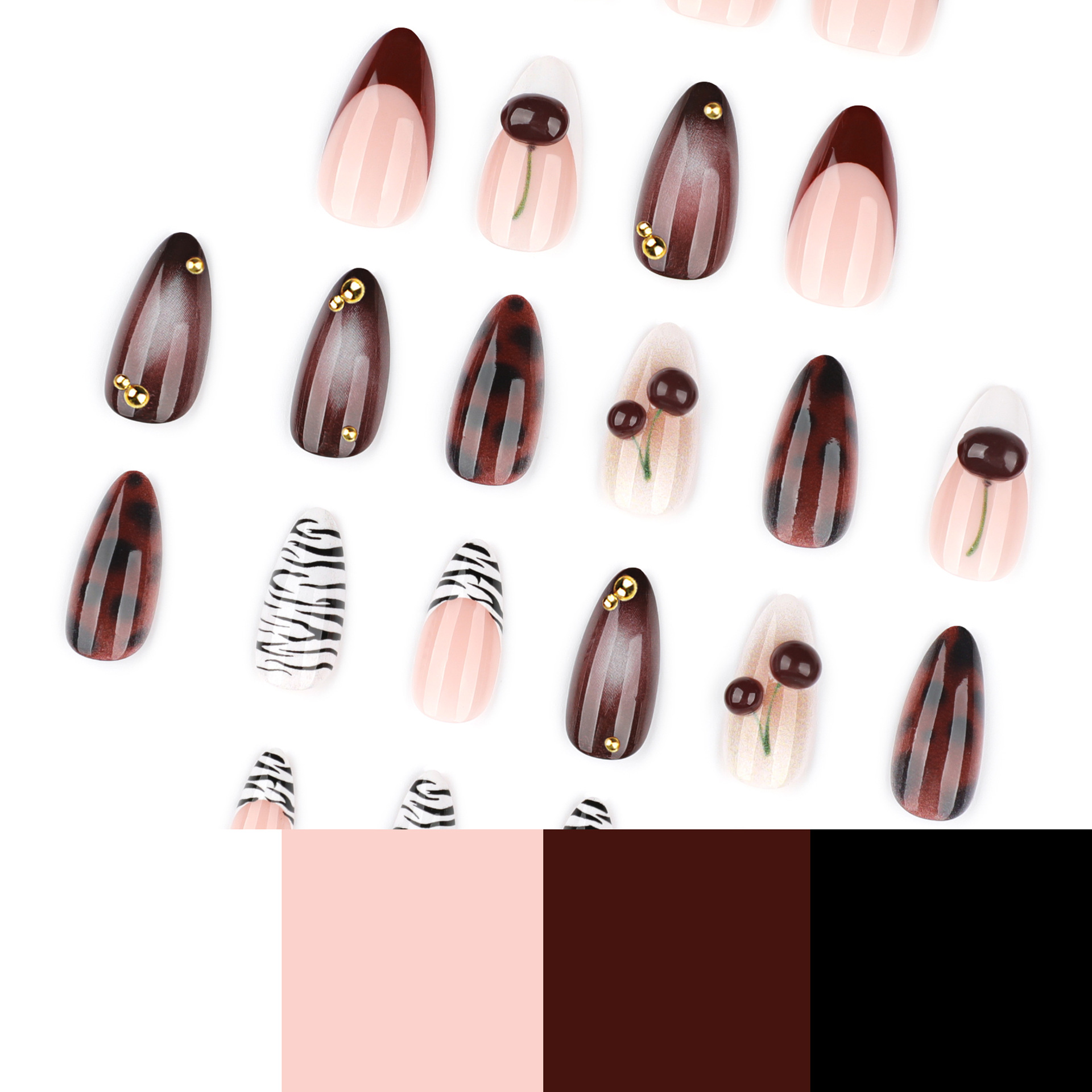 24 шт. накладных ногтей цвета  – обзор и цена Nail Art Burgundy