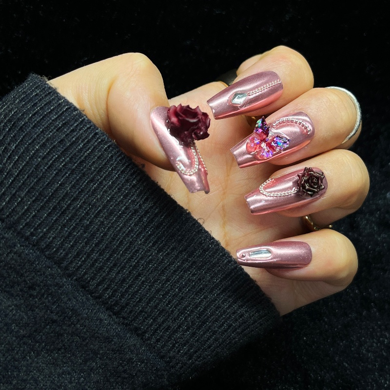 10 шт., розовое золото, пресс  – обзор и цена Nail Art Burgundy
