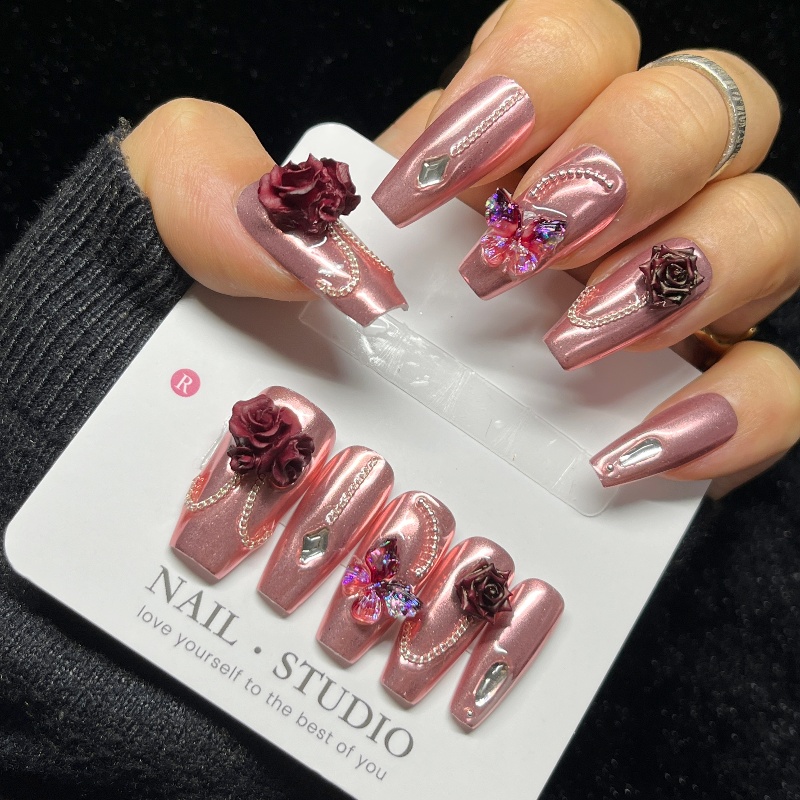 10 шт., розовое золото, пресс  – обзор и цена Nail Art Burgundy