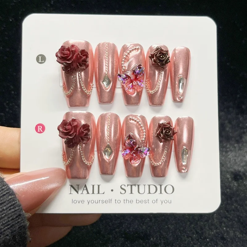 10 шт., розовое золото, пресс  – обзор и цена Nail Art Burgundy